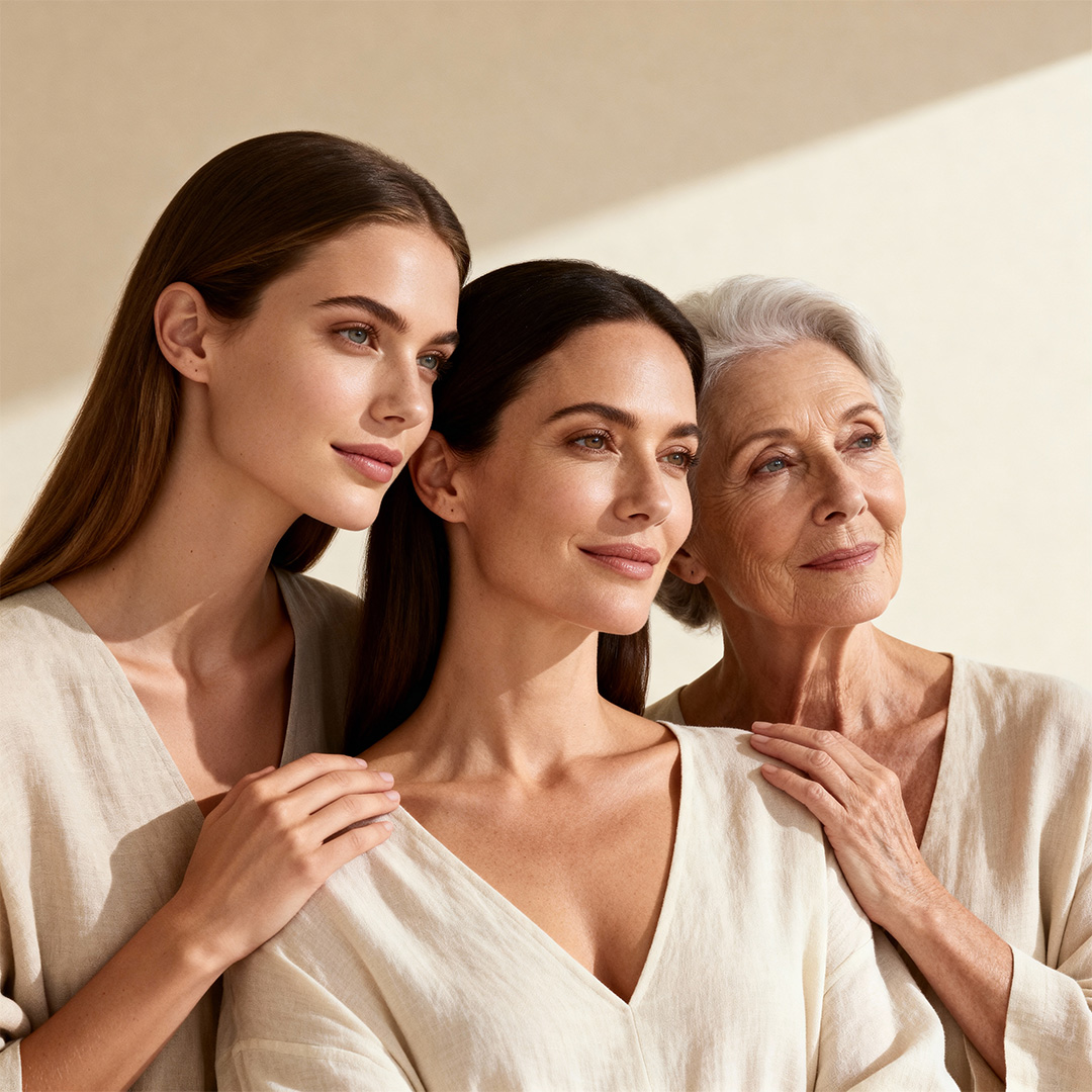 Three generations of women sharing the glow